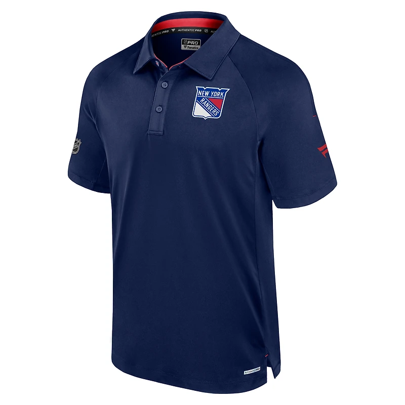 Polo raglan authentique Pro Rink bleu marine Fanatics pour homme des Rangers de New York