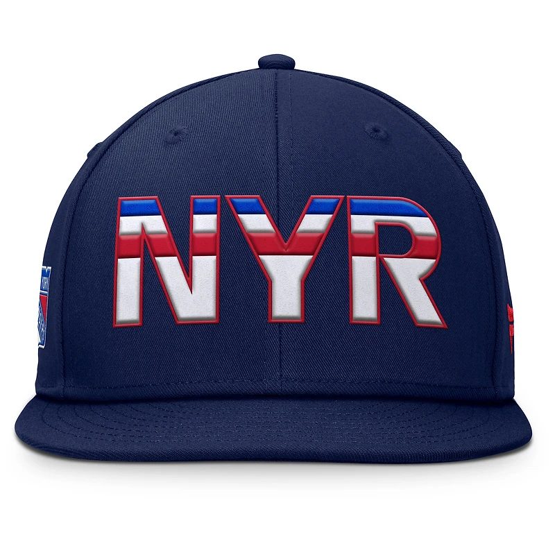 Casquette Snapback Pro Rink authentique des Rangers de New York de la marine Fanatics pour hommes