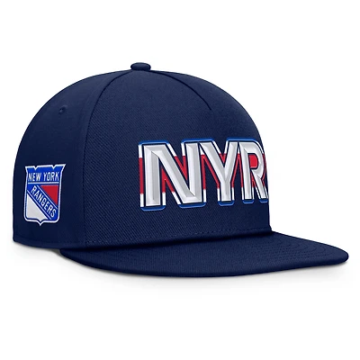 Men's Fanatics Navy New York Rangers Authentic Pro Rink Team Code Snapback Hat