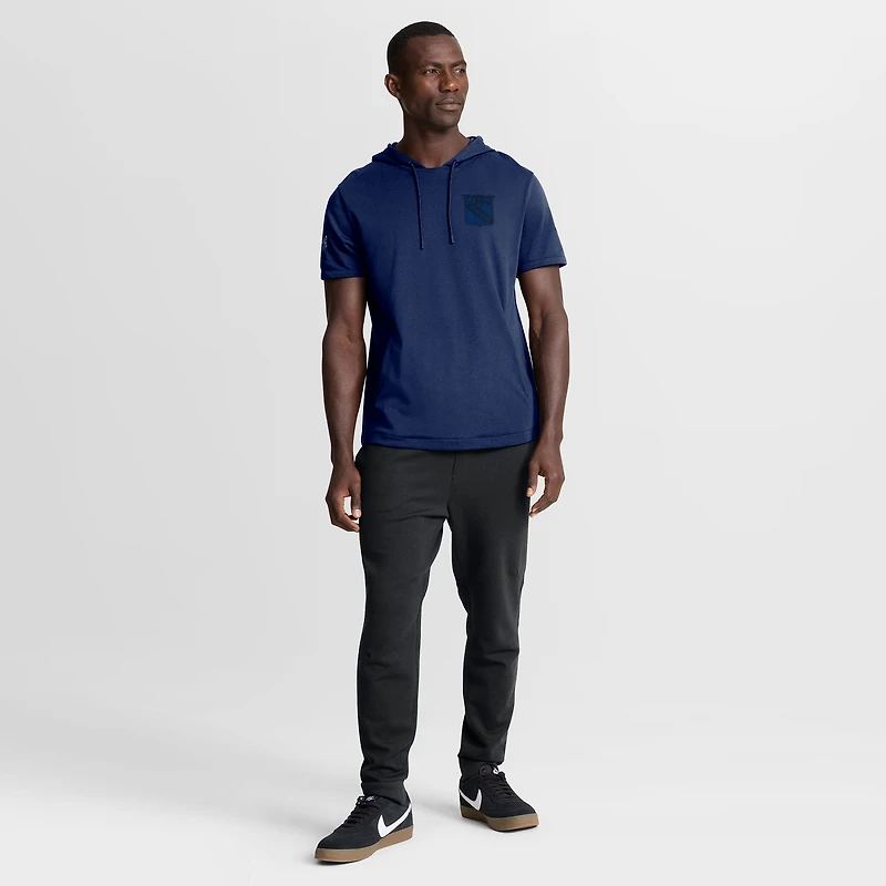 Men's Fanatics Navy New York Rangers Authentic Pro Road Short Sleeve Hoodie