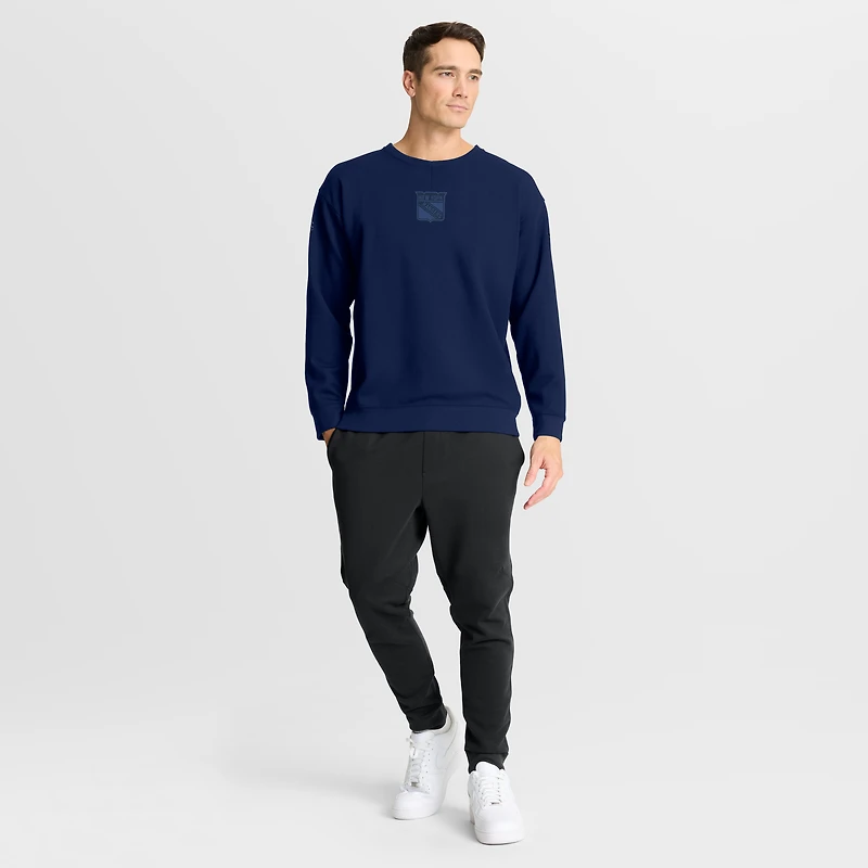 Men's Fanatics Navy New York Rangers Authentic Pro Road Tri-Blend Sweatshirt