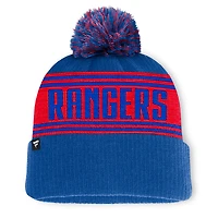 Bonnet en tricot à revers avec pompon pour homme Fanatics New York Rangers Fundamental Enforcer bleu marine