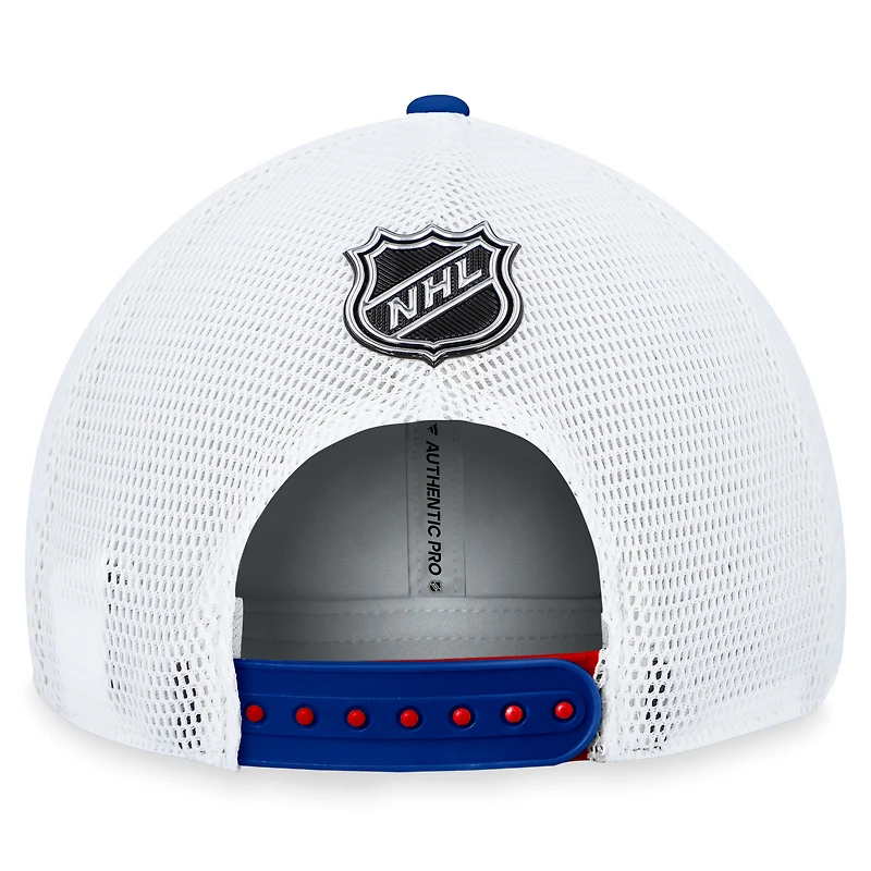 Casquette réglable rouge New York Rangers Authentic Pro Rink Trucker Fanatics pour hommes