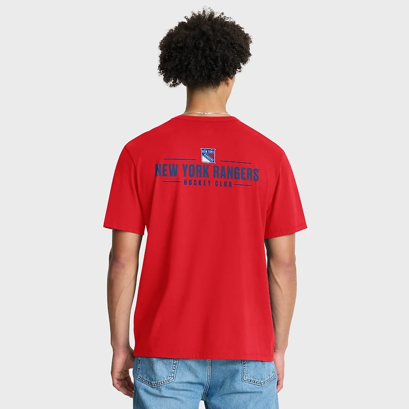 T-shirt rouge fanatique pour homme des Rangers de New York « Crash The Net Legacy »