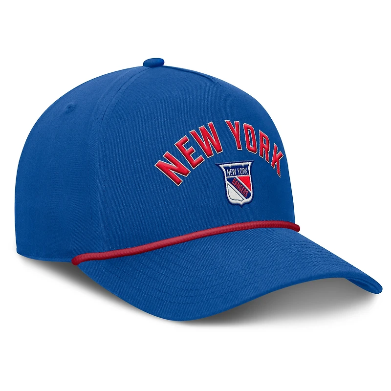 Casquette ajustable en corde A-Frame de la collection Decades de Fanatics Royal New York Rangers pour hommes
