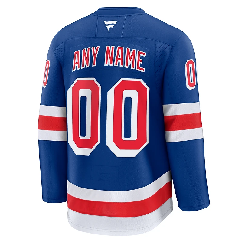 Maillot personnalisé haut de gamme Fanatics Royal New York Rangers Domicile pour homme