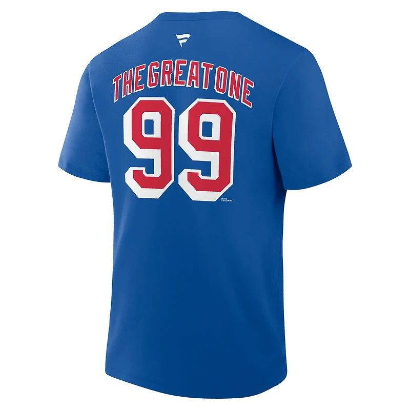 Men's Fanatics Wayne Gretzky Blue New York Rangers Retired Player Nickname T-Shirt