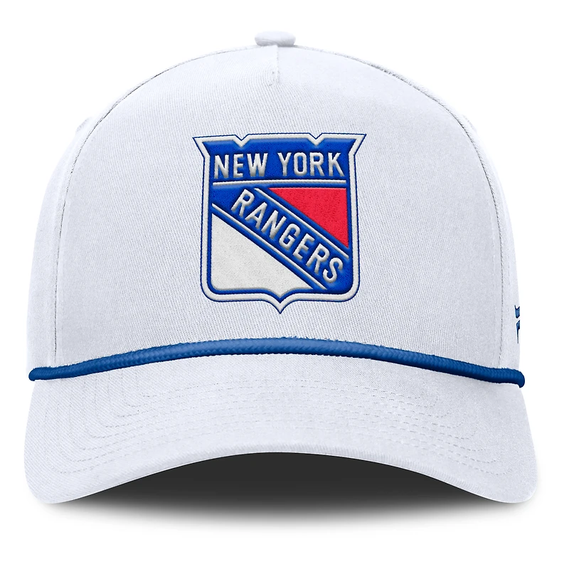 Men's Fanatics White New York Rangers Rope A-Frame Adjustable Hat