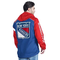 Veste à capuche demi-zip latéral G-III Sports by Carl Banks bleu/rouge pour homme des New York Rangers