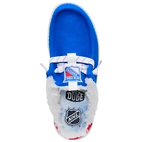 Chaussures décontractées à enfiler Hey Dude Blue New York Rangers Wally pour hommes