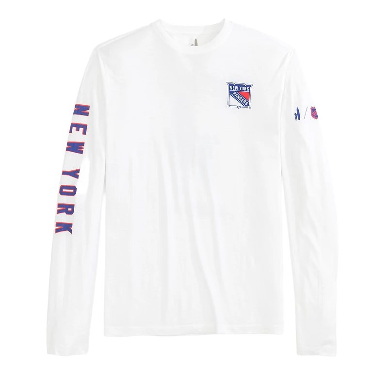 T-shirt à manches longues Adam des Rangers de New York pour hommes Johnnie-O blanc