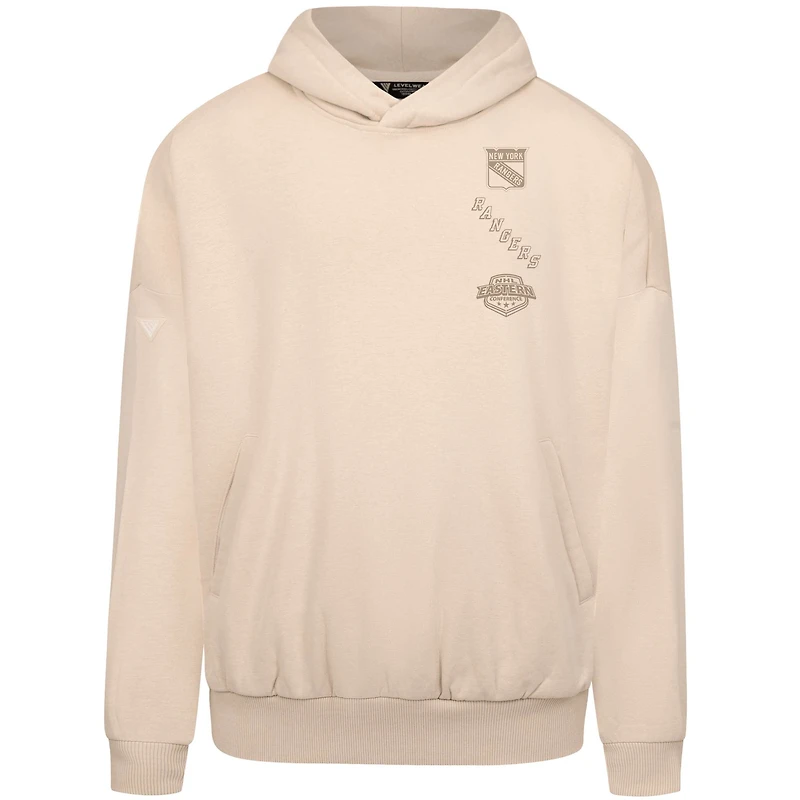 Sweat à capuche imprimé New York Rangers pour homme avec logo Contact Stamp de couleur crème Levelwear