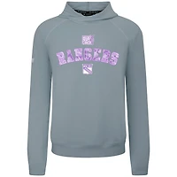 Sweat à capuche Levelwear gris pour homme, New York Rangers Hockey Fights Cancer Mandate, en mélange de trois matières