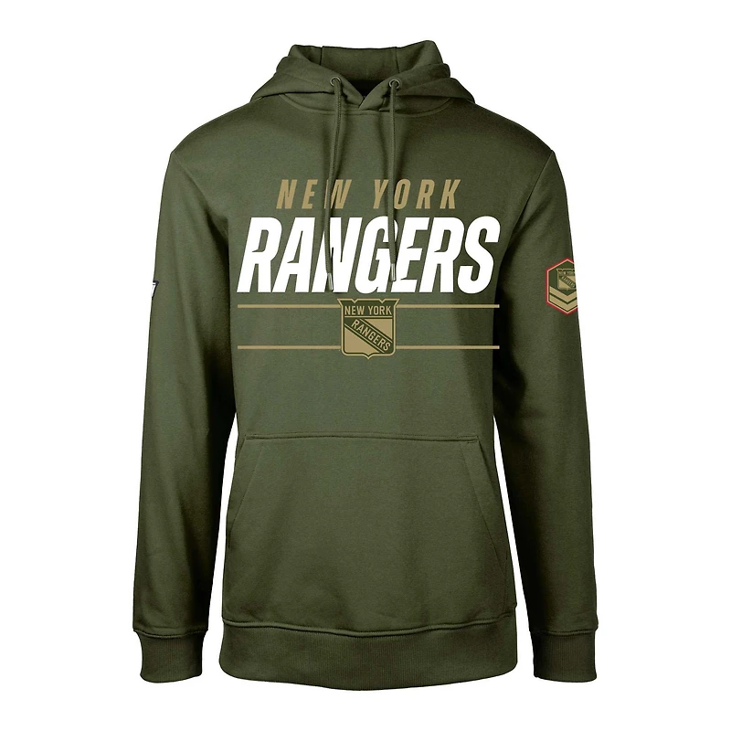 Levelwear - Sweat à capuche en polaire olive New York Rangers Delta Podium pour hommes