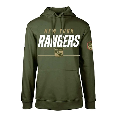 Levelwear - Sweat à capuche en polaire olive New York Rangers Delta Podium pour hommes