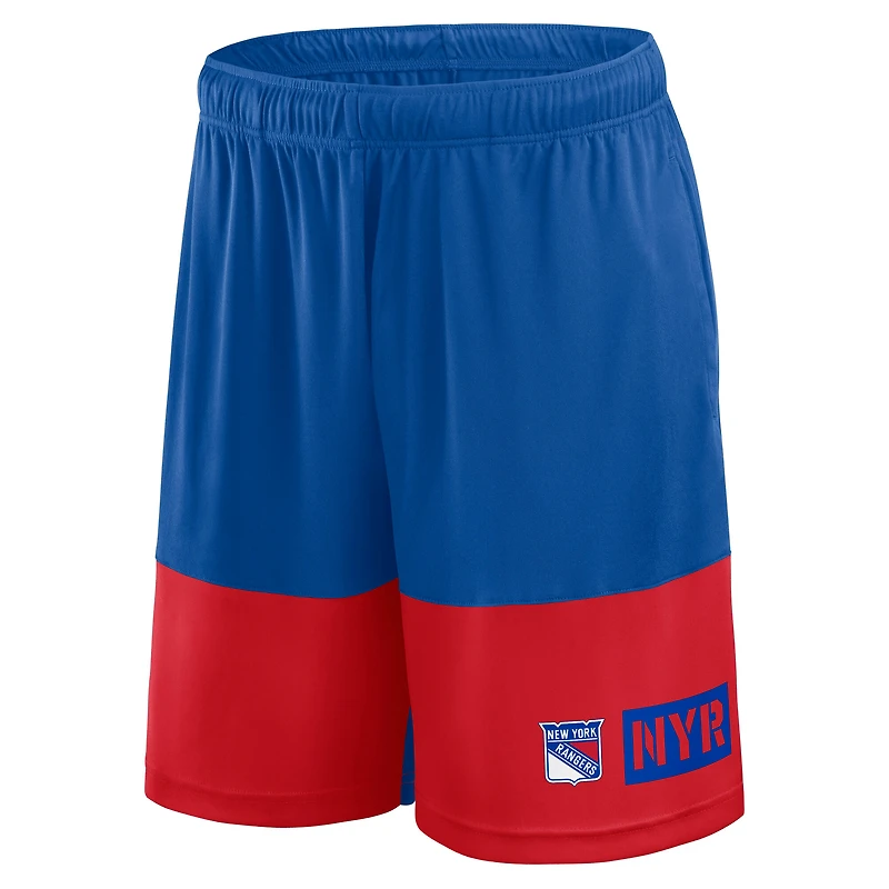 Short bleu athlétique avec logo pour homme des Rangers de New York, le meilleur meilleurs