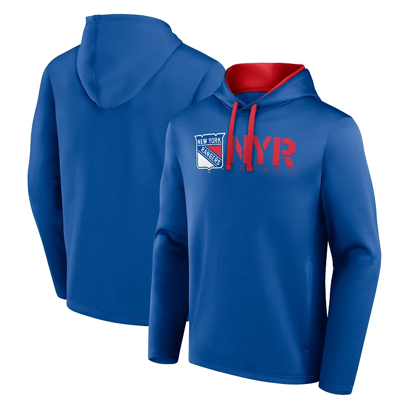 Men's Logo Athletic Blue New York Rangers Head Start Pullover Hoodie
