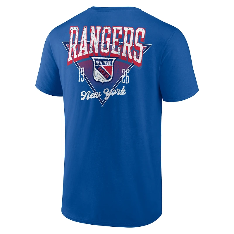 T-shirt bleu athlétique avec logo des Rangers de New York « Never Over » pour homme