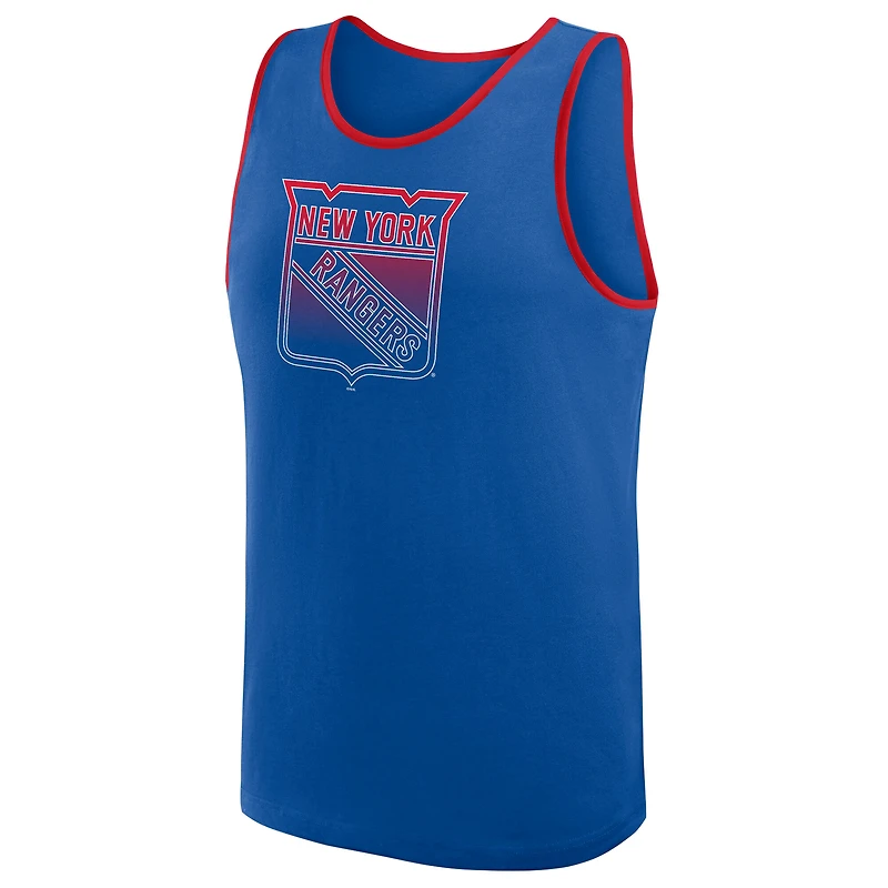 Débardeur bleu athlétique avec logo pour homme des Rangers de New York, succès inégalé