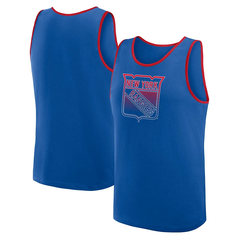 Débardeur bleu athlétique avec logo pour homme des Rangers de New York, succès inégalé