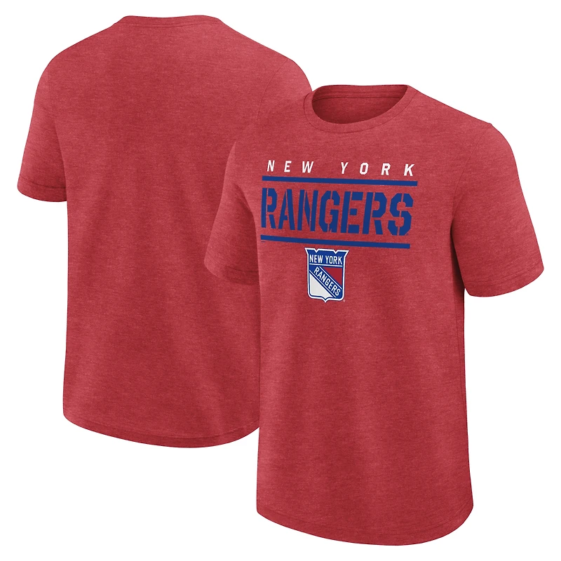 T-shirt de sport rouge chiné avec logo pour homme des Rangers New York.