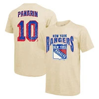 T-shirt à trois mélanges avec nom et numéro de la dynastie des Rangers New York Majestic Threads Artemi Panarin crème pour hommes