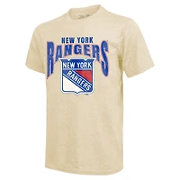 T-shirt à trois mélanges avec nom et numéro de la dynastie des Rangers New York Majestic Threads Artemi Panarin crème pour hommes