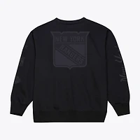 Men's Mitchell & Ness Black New York Rangers Phantom Fleece Crew Neck Sweatshirt