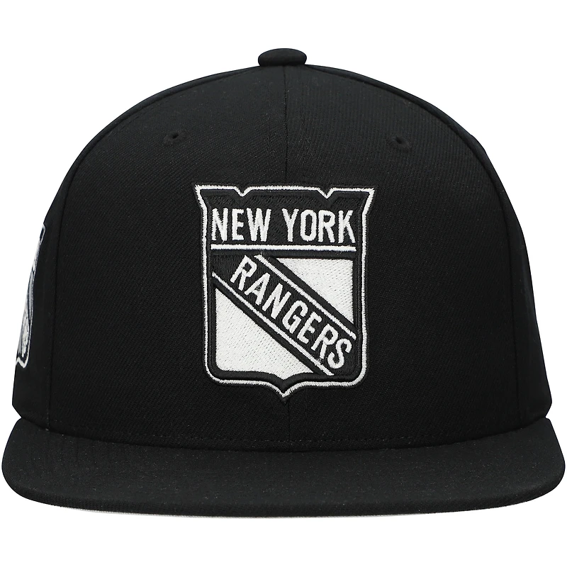 Men's Mitchell & Ness  Black New York Rangers Team Snapback Hat