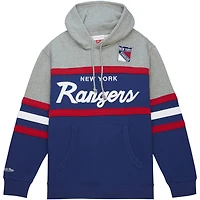 Men's Mitchell & Ness Blue/Gray New York Rangers Head Coach Pullover Hoodie