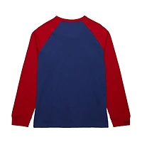 Men's Mitchell & Ness  Blue/Red New York Rangers Legendary Slub Raglan Long Sleeve T-Shirt