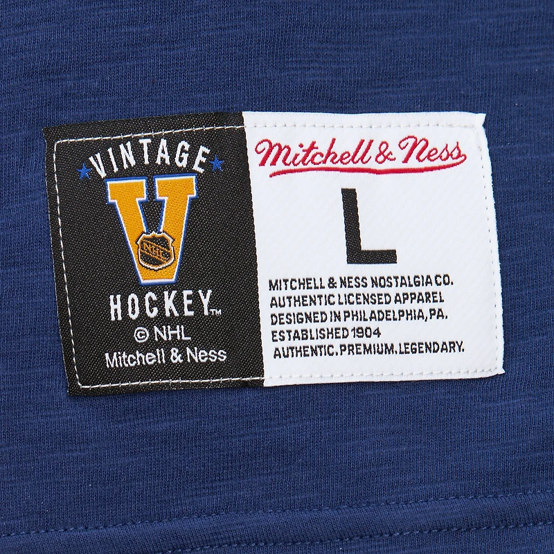 Men's Mitchell & Ness  Blue/Red New York Rangers Legendary Slub Raglan Long Sleeve T-Shirt