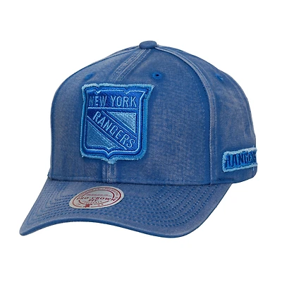 Men's Mitchell & Ness  Blue New York Rangers Downtown Snow Wash Pro-Crown Adjustable Hat