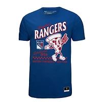 T-shirt bleu Mitchell & Ness pour homme avec motif de nourriture locale des Rangers New York