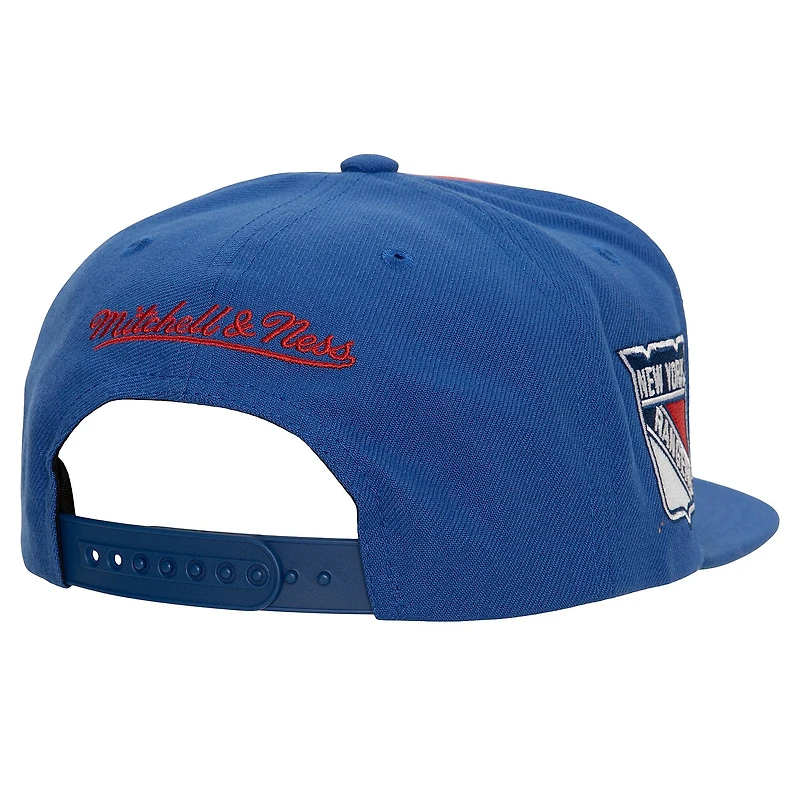 Casquette Snapback bleue à logo rétro des Rangers de New York Mitchell & Ness pour hommes