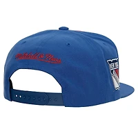 Casquette Snapback bleue à logo rétro des Rangers de New York Mitchell & Ness pour hommes