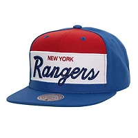 Casquette Snapback bleue à logo rétro des Rangers de New York Mitchell & Ness pour hommes