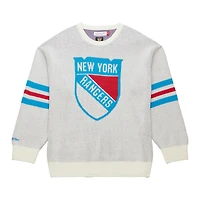Men's Mitchell & Ness Cream New York Rangers Centennial Retro Logo Sweater
