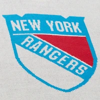 Pull Mitchell & Ness crème pour homme avec logo rétro du centenaire des Rangers de New York