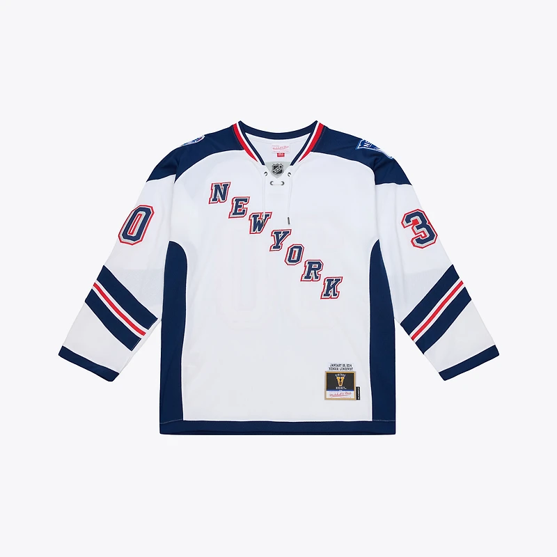 Maillot Mitchell & Ness Henrik Lundqvist blanc pour homme, New York Rangers, Série des stades de la LNH 2014, Jeu puissance
