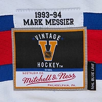 Maillot de joueur bleu Mitchell & Ness Mark Messier des Rangers New York Big Tall 1993 Captain Patch Blue Line pour hommes