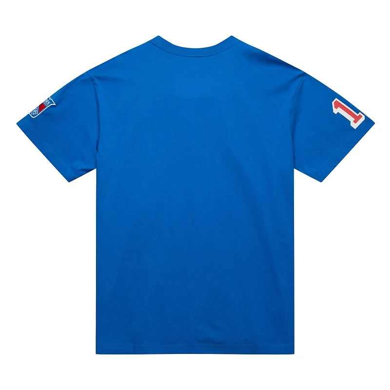 Men's Mitchell & Ness Mark Messier Blue New York Rangers Premium Nickname Vintage Logo T-Shirt