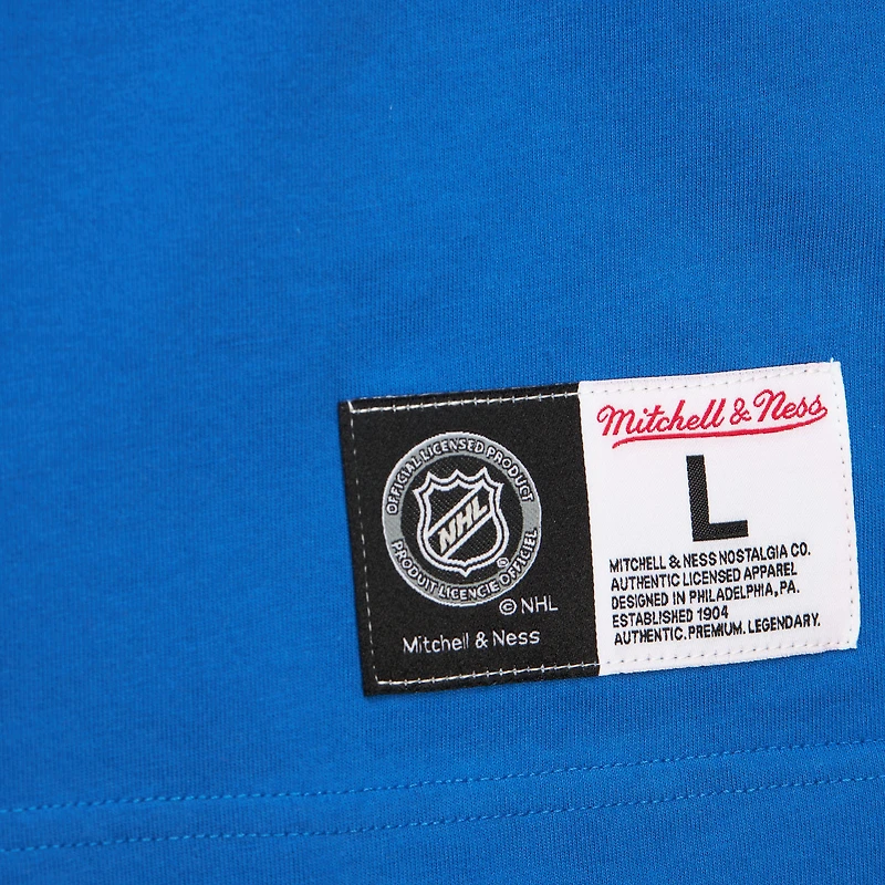 Men's Mitchell & Ness Mark Messier Blue New York Rangers Premium Nickname Vintage Logo T-Shirt