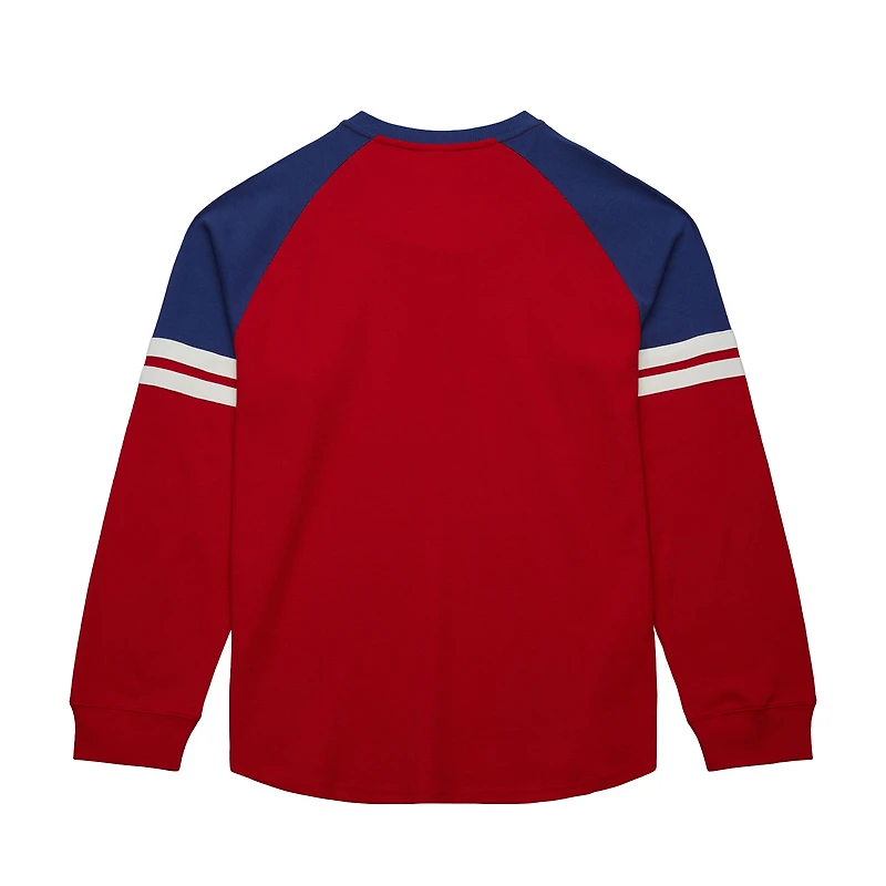 Men's Mitchell & Ness  Red New York Rangers Thermal Henley Long Sleeve T-Shirt