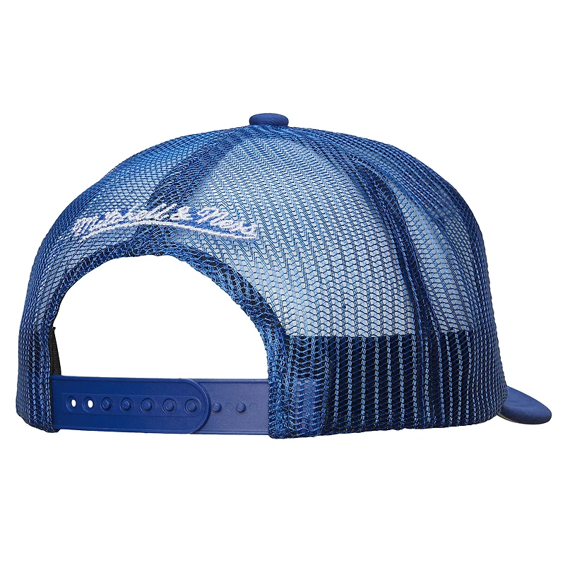 Men's Mitchell & Ness White/Blue New York Rangers Gridlock Trucker Adjustable Hat