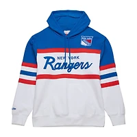 Men's Mitchell & Ness White/Blue New York Rangers Head Coach Pullover Hoodie