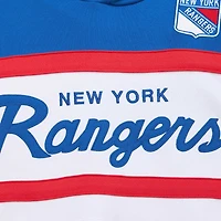 Men's Mitchell & Ness White/Blue New York Rangers Head Coach Pullover Hoodie