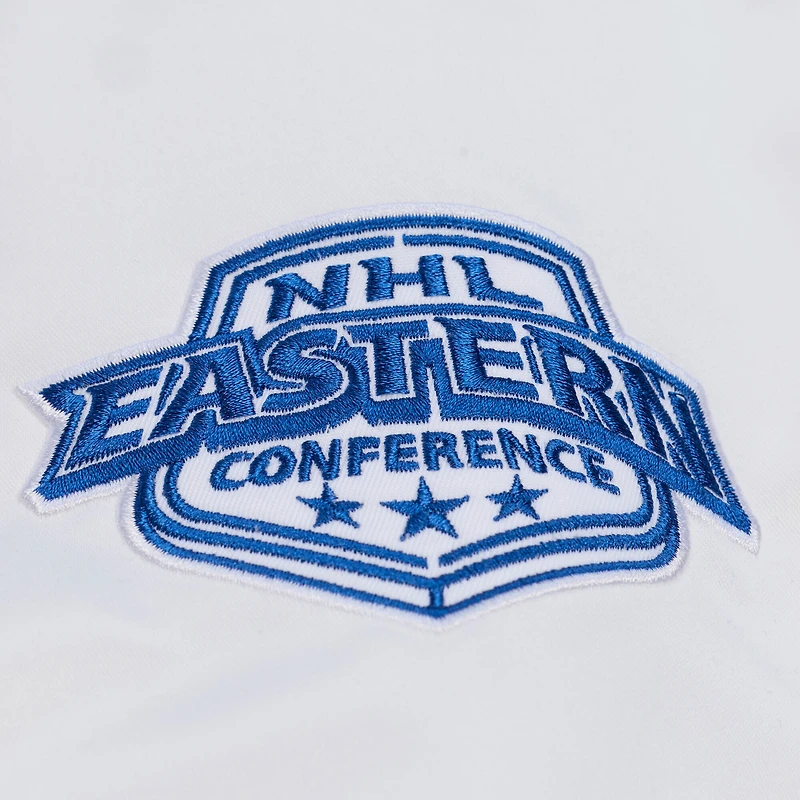 Men's Mitchell & Ness White New York Rangers Arctic Lightweight Satin Full-Snap Jacket