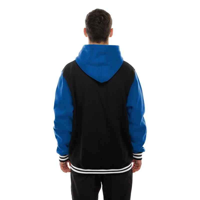 Men's New Era Black/Blue York Rangers Full-Snap Fleece Hoodie Jacket