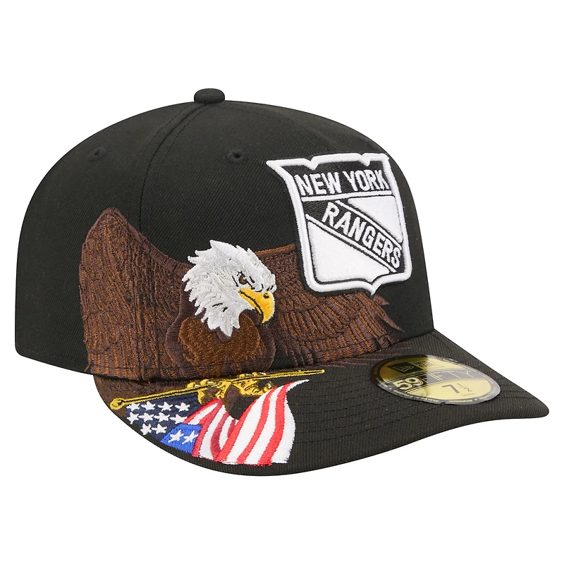 Casquette ajustée New Era Freedom 59FIFTY noire pour homme, York Rangers